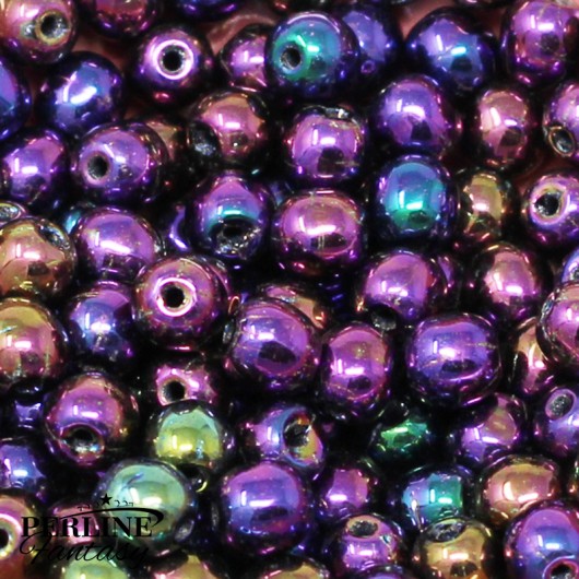 Perle Tonde Vetro di Boemia 4 Mm Purple Rainbow