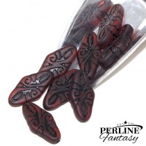 Arabesque Beads Dk. Red Black Matte 19 x 9 Mm Arabesque Beads Dk. Red Black Matte 19 x 9 Mm