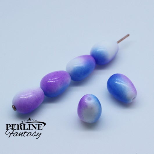 Gocce 11 x 8 Mm Chalk White Funky Blue Gocce 11 x 8 Mm Chalk White Funky Blue