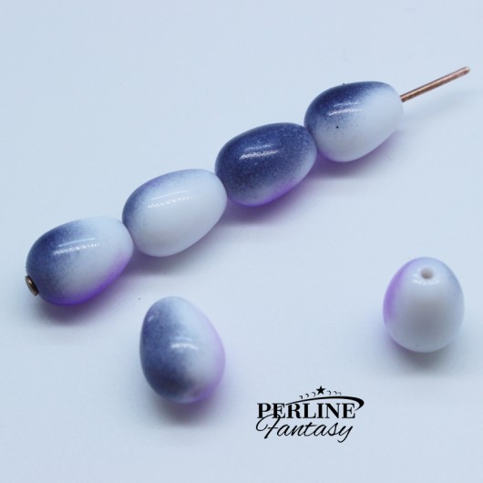 Gocce 11 x 8 Mm Chalk White Funky Purple Gocce 11 x 8 Mm Chalk White Funky Purple